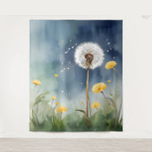 カラフルタンポポ水彩画 タペストリー (正面)