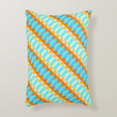 カラフルターコイズブルーオレンジイエローパターン アクセントクッション (正面(垂直))