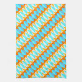 カラフルターコイズブルーオレンジイエローパターン キッチンタオル (縦)