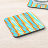 カラフルターコイズブルーオレンジイエローパターン コースター (左側)