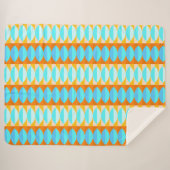 カラフルターコイズブルーオレンジイエローパターン シェルパブランケット (正面(横))