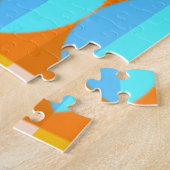 カラフルターコイズブルーオレンジイエローパターン ジグソーパズル (側面)