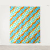 カラフルターコイズブルーオレンジイエローパターン タペストリー (正面)