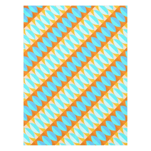 カラフルターコイズブルーオレンジイエローパターン テーブルクロス (正面)