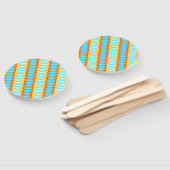 カラフルターコイズブルーオレンジイエローパターン ハンドファン (組立なし)