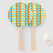 カラフルターコイズブルーオレンジイエローパターン ハンドファン (正面&裏面)