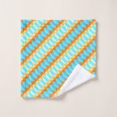 カラフルターコイズブルーオレンジイエローパターン バスタオルセット (ウォッシュタオル)
