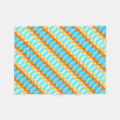 カラフルターコイズブルーオレンジイエローパターン フリースブランケット (正面(横))