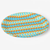 カラフルターコイズブルーオレンジイエローパターン ペーパープレート (アングル)
