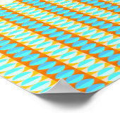 カラフルターコイズブルーオレンジイエローパターン ポスター (角)