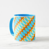 カラフルターコイズブルーオレンジイエローパターン マグカップ (正面左)