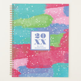 カラフルターコイズ、ピンク&レッド抽象芸術アート プランナー手帳