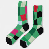 カラフルタータンチェックモダンプリッドホリデークリスマス ソックス (左)