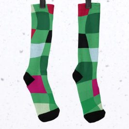 カラフルタータンチェックモダンプリッドホリデークリスマス ソックス