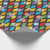 カラフルダイヤモンドと黒の透明なドット ラッピングペーパー (角)