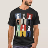 カラフルチェス駒 ポップアートパターンデザイン Tシャツ (正面)
