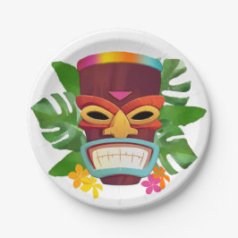 カラフルチキと花 ペーパープレート