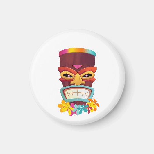 カラフルチキと花 マグネット (正面)