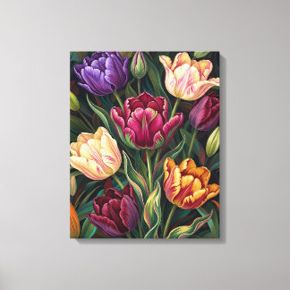 カラフルチューリップの花の絵 キャンバスプリント
