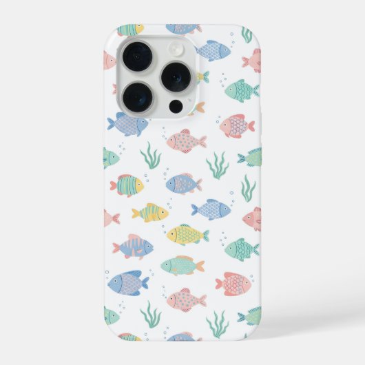カラフルチューリップメット熱帯魚パターン iPhoneケース (裏面)