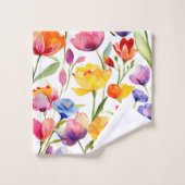 カラフルチューリップ場パターン バスタオルセット (ウォッシュタオル)