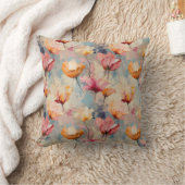 カラフルチューリップ水彩花模様 クッション (ブランケット)