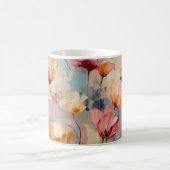 カラフルチューリップ水彩花模様 コーヒーマグカップ (中央)