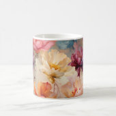 カラフルチューリップ水彩花模様 コーヒーマグカップ (中央)