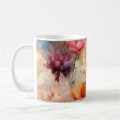 カラフルチューリップ水彩花模様 コーヒーマグカップ (左)