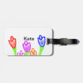 カラフルチューリップ水彩追加文字モダン ラゲッジタグ (裏面横)