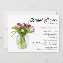 カラフルチューリップ花瓶 – ブライダルシャワー招待状 招待状