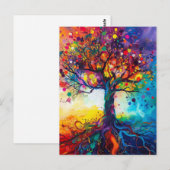 カラフルツリーオブライフレインボーセレニティ自然アート ポストカード (正面/裏面)