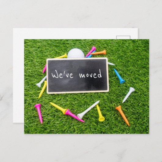 カラフルティーを持つ新しい家に引っ越したゴルフ ポストカード (正面/裏面)