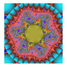 カラフルティール（緑がかった色）、ピンクおよび緑のフラクタル