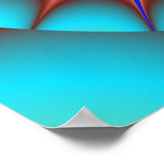 カラフルティール(緑がかった色)、ピンクおよび緑のフラクタル ポスター (角)