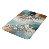 カラフルティール(緑がかった色)離れフローラ抽象芸術ブルーラストタン バスマット (アングル)