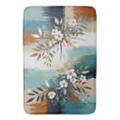 カラフルティール(緑がかった色)離れフローラ抽象芸術ブルーラストタン バスマット (正面縦)