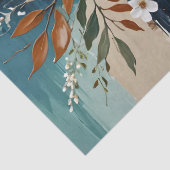 カラフルティール(緑がかった色)離れフローラ抽象芸術ブルーラストタン 薄葉紙 (詳細)