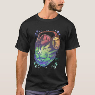 カラフルテクノ猫DJミュージシャンレーバーキッテン Tシャツ