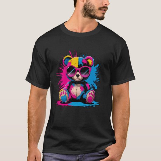 カラフルテディベアサングラス Tシャツ (正面)