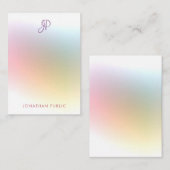 カラフルテンプレートエレガント手書きモノグラム ノートカード (正面/裏面)