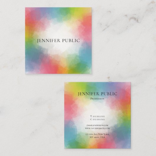カラフルテンプレートモダンエレガントトレンディー スクエア名刺 (正面/裏面)