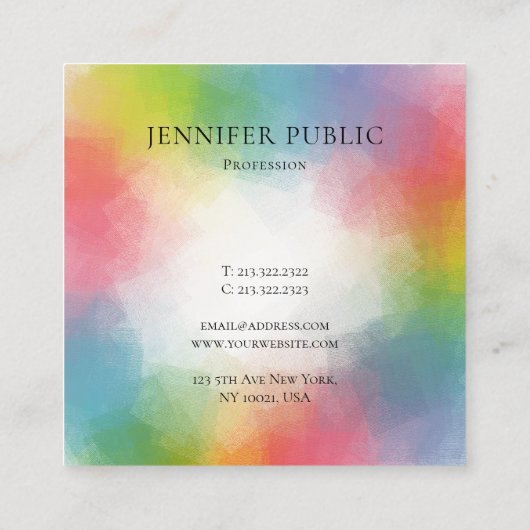 カラフルテンプレートモダンエレガントトレンディー スクエア名刺 (裏面)