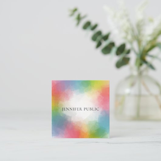 カラフルテンプレートモダンエレガントトレンディー スクエア名刺 (スタンド正面)