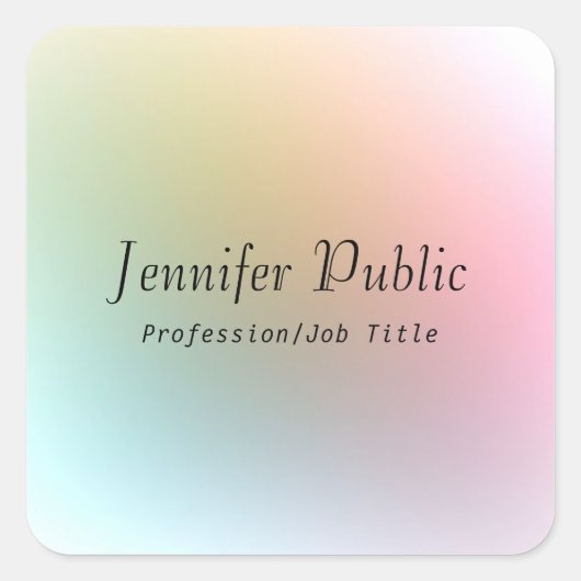 カラフルテンプレート書き込みスクリプト文字 スクエアシール (正面)