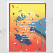 カラフルテーマ卒業パーティチラシ招待状 (正面/裏面)