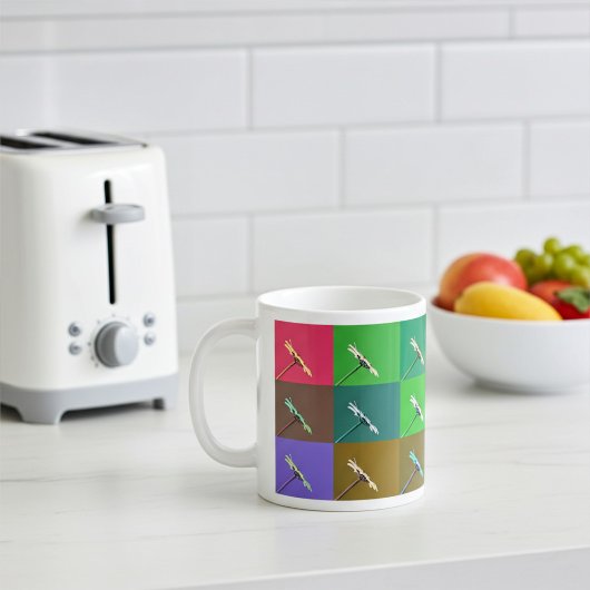 カラフルデイジーの正方形、抽象芸術 コーヒーマグカップ