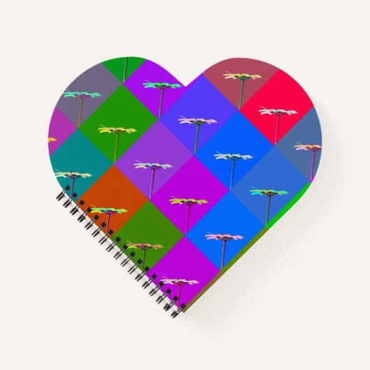 カラフルデイジーの正方形、抽象芸術 ノートブック (正面)