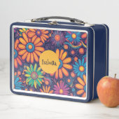 カラフルデイジーの花の素朴なサイケデリック模様 メタルランチボックス (インサイチュ)