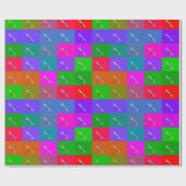 カラフルデイジースクウェアエレガント抽象芸術フローラ ラッピングペーパー (フラット)